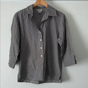 Lauren Lee Black and White Checkered Button Up Shirt w Quarter Sleeve